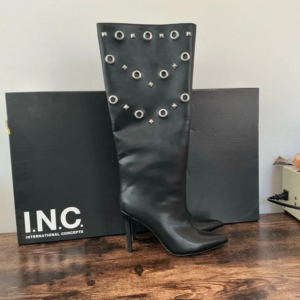 I.N.C. International Concepts Women’s Saiqa Grommet Knee High Boots